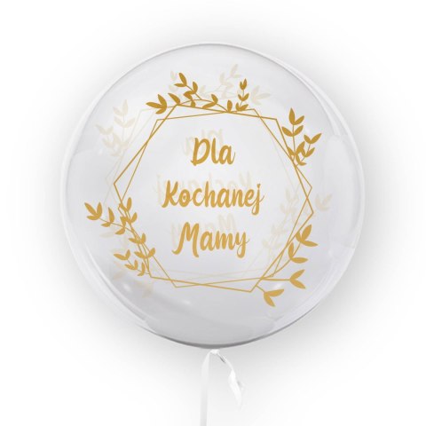 Balon przezroczysty z nadrukiem Dla kochanej mamy, złoty 45cm