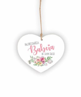 Drewniana zawieszka Serce Najukochańsza Babcia