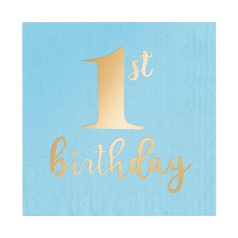 Serwetki 1st Birthday Roczek niebieskie, 33x33cm, 10 szt.