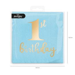 Serwetki 1st Birthday Roczek niebieskie, 33x33cm, 10 szt.