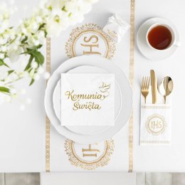Serwetki Komunia Święta, białe gołąbek 33x33cm, 10 szt