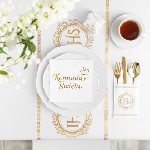 Serwetki Komunia Święta, białe gołąbek 33x33cm, 10 szt