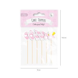 Toppery na Baby Shower dla dziewczynki 6szt