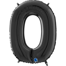 Balon Foliowy Cyfra 0 Czarny, 66 cm Grabo