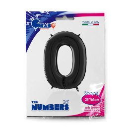 Balon Foliowy Cyfra 0 Czarny, 66 cm Grabo