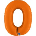 Balon Foliowy Cyfra 0, Matowa Pomarańczowa, 102cm Grabo