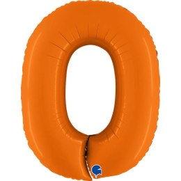 Balon Foliowy Cyfra 0, Matowa Pomarańczowa, 102cm Grabo