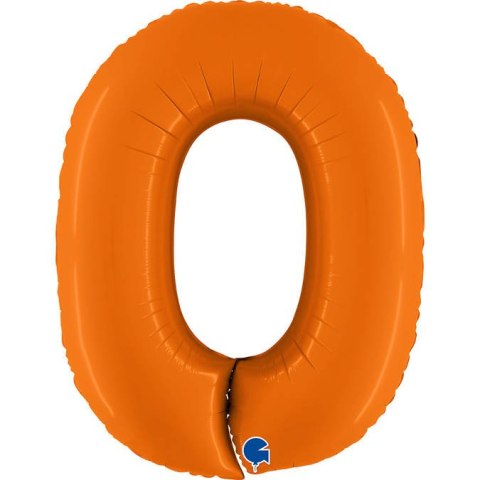 Balon Foliowy Cyfra 0, Matowa Pomarańczowa, 102cm Grabo