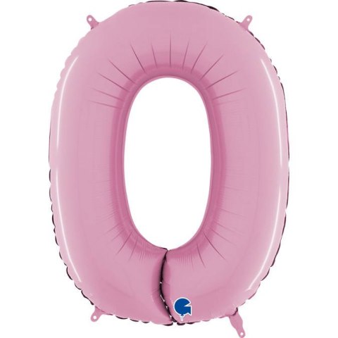 Balon Foliowy Cyfra 0 Różowa Pastel Pink, 66 cm Grabo