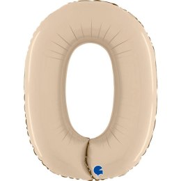 Balon Foliowy Cyfra 0, Satynowa Kremowa, 66 cm Grabo