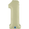 Balon Foliowy Cyfra 1, Satynowa Oliwkowa, 66 cm Grabo