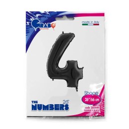 Balon Foliowy Cyfra 4 Czarny, 66 cm Grabo