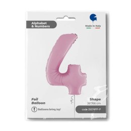 Balon Foliowy Cyfra 4 Różowa Pastel Pink, 66 cm Grabo