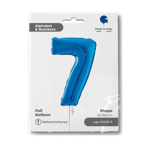 Balon Foliowy Cyfra 7 Niebieski, 66 cm Grabo