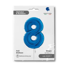 Balon Foliowy Cyfra 8 Niebieski, 66 cm Grabo