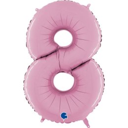 Balon Foliowy Cyfra 8 Różowa Pastel Pink, 66 cm Grabo
