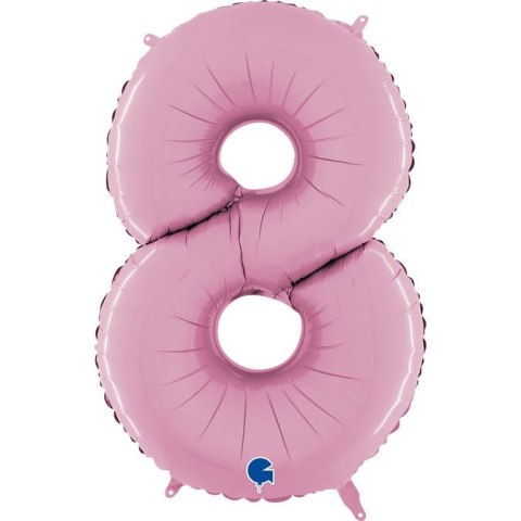Balon Foliowy Cyfra 8 Różowa Pastel Pink, 66 cm Grabo