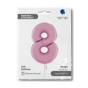 Balon Foliowy Cyfra 8 Różowa Pastel Pink, 66 cm Grabo