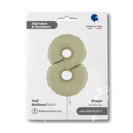 Balon Foliowy Cyfra 8, Satynowa Oliwkowa, 66 cm Grabo
