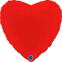 Balon Foliowy - Serce Matowe Czerwone, 46 cm, Grabo