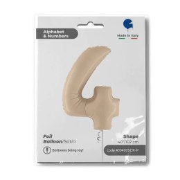 Balon Foliowy Cyfra 4, Satynowa Kremowa 66cm Grabo