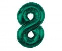 Balon foliowy, cyfra 8, zieleń butelkowa, 85 cm