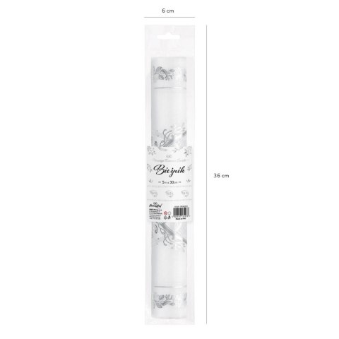 Bieżnik fizelinowy IHS, srebrny, Pierwsza Komunia Święta 30x500 cm.