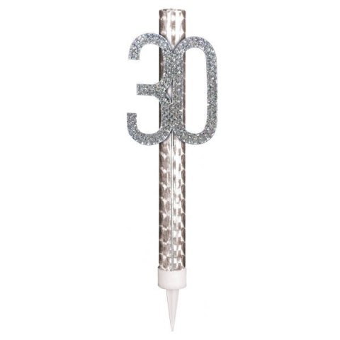 Fontanna na tort 30 urodziny, srebrna, 15cm