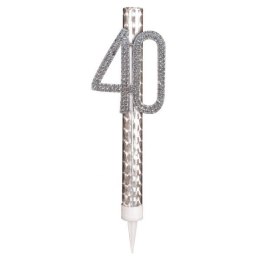 Fontanna na tort 40 urodziny, srebrna, 15cm