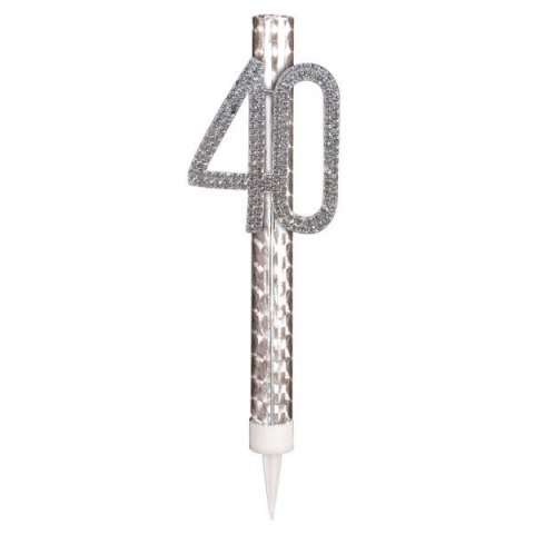 Fontanna na tort 40 urodziny, srebrna, 15cm