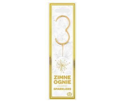 Zimne ognie złota cyfra 3, 17cm