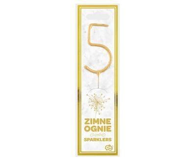 Zimne ognie złota cyfra 5, 17cm