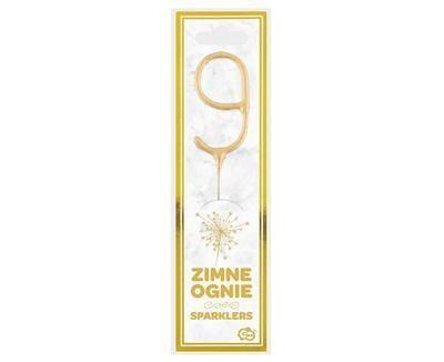 Zimne ognie złota cyfra 9, 17cm
