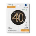 Balon Foliowy, okrągły, 40 urodziny, czarno- złoty, - 46cm
