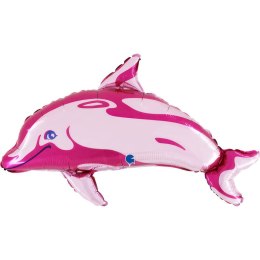 Balon foliowy DELFIN, różowy- 86cm, Grabo