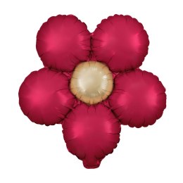 Balon foliowy Kwiatek czerwony matowy stokrotki, 45cm, zestaw 3szt.
