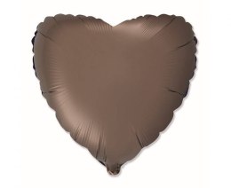 Balon foliowy serce, satynowy, brązowy, 45cm, Flexmetal
