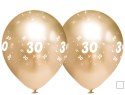 Balony urodzinowe złote "30", 30cm, 50 szt.