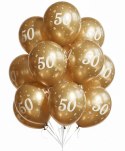 Balony urodzinowe złote "50", 30cm, 10 szt.