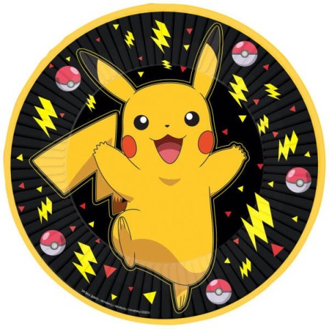Talerzyki papierowe Pokemon Pikachu, 18 cm, 8 szt.