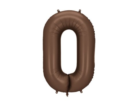 Balon foliowy Cyfra „0" - 86 cm, mocca, brązowy, satynowy