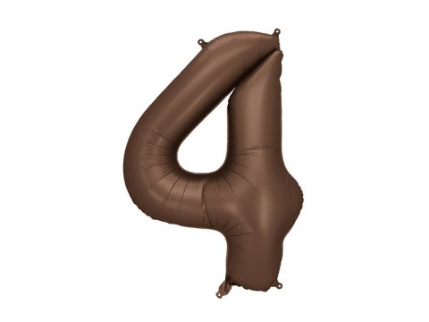 Balon foliowy Cyfra „4" - 86 cm, mocca, brązowy, satynowy