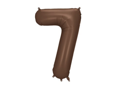 Balon foliowy Cyfra „7" - 86 cm, mocca, brązowy, satynowy