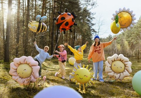 Balon foliowy Kwiatek, Stokrotka - rumiany różowy, 104x104 cm