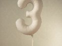 Balon foliowy Matowa Cyfra '3', 86cm, jasny beż