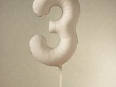 Balon foliowy Matowa Cyfra '3', 86cm, jasny beż