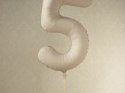 Balon foliowy Matowa Cyfra '5', 86cm, jasny beż