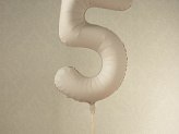 Balon foliowy Matowa Cyfra '5', 86cm, jasny beż