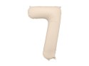 Balon foliowy Matowa Cyfra '7', 86cm, jasny beż