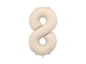 Balon foliowy Matowa Cyfra '8', 86cm, jasny beż